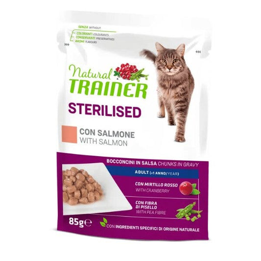 Natural Trainer Adult Sterilised Salmone Bocconcini In Salsa Busta 85g