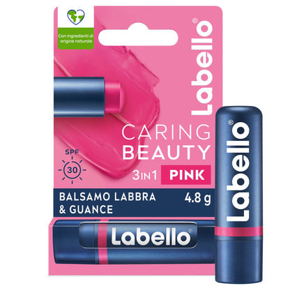 Labello Caring Beauty Lip & Cheek Pink Spf30 Burrocacao Labbra E Guance Colorato Rosa 4,8g