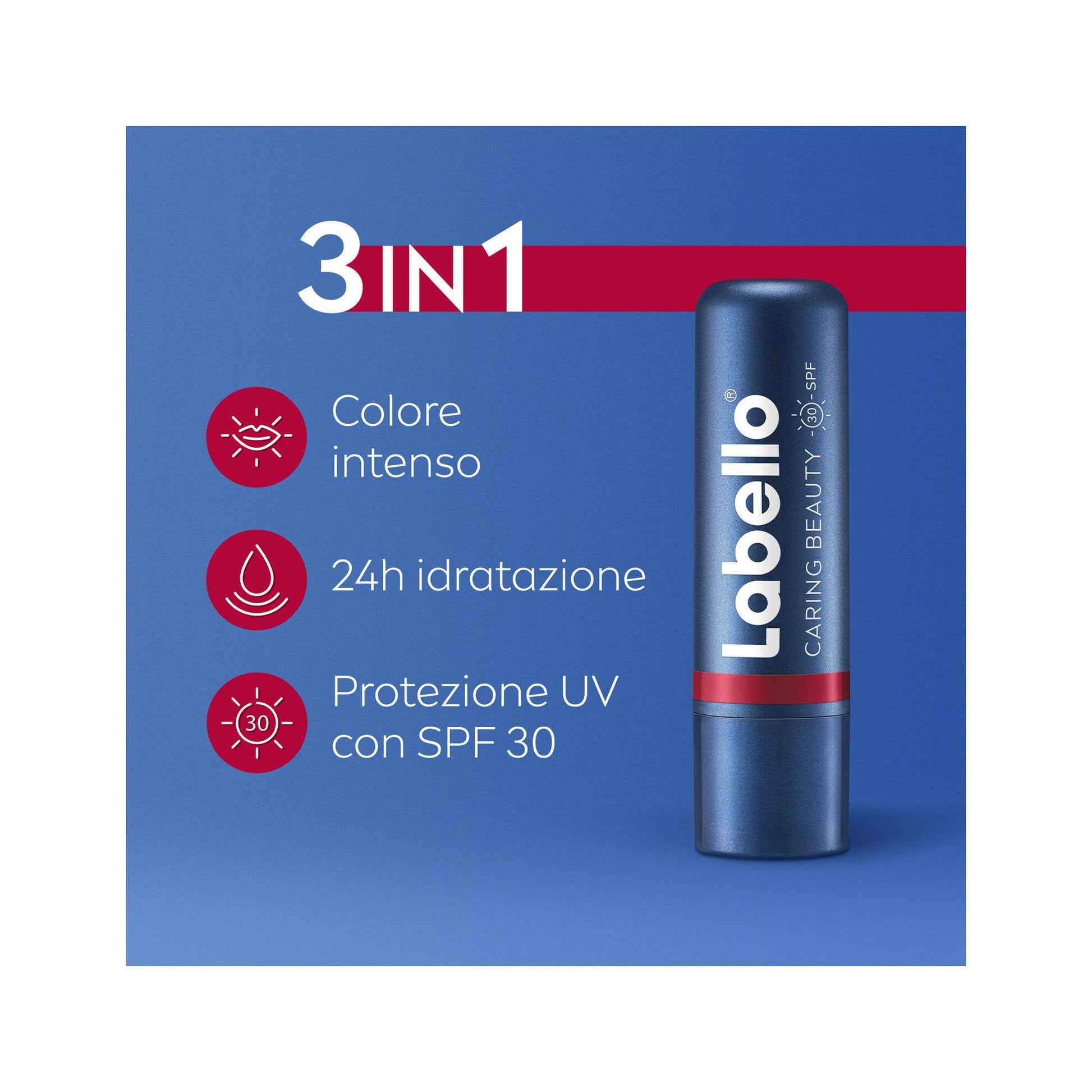 Labello Caring Beauty Lip & Cheek Red Spf30 Burrocacao Labbra E Guance Colorato Rosso 4,8g