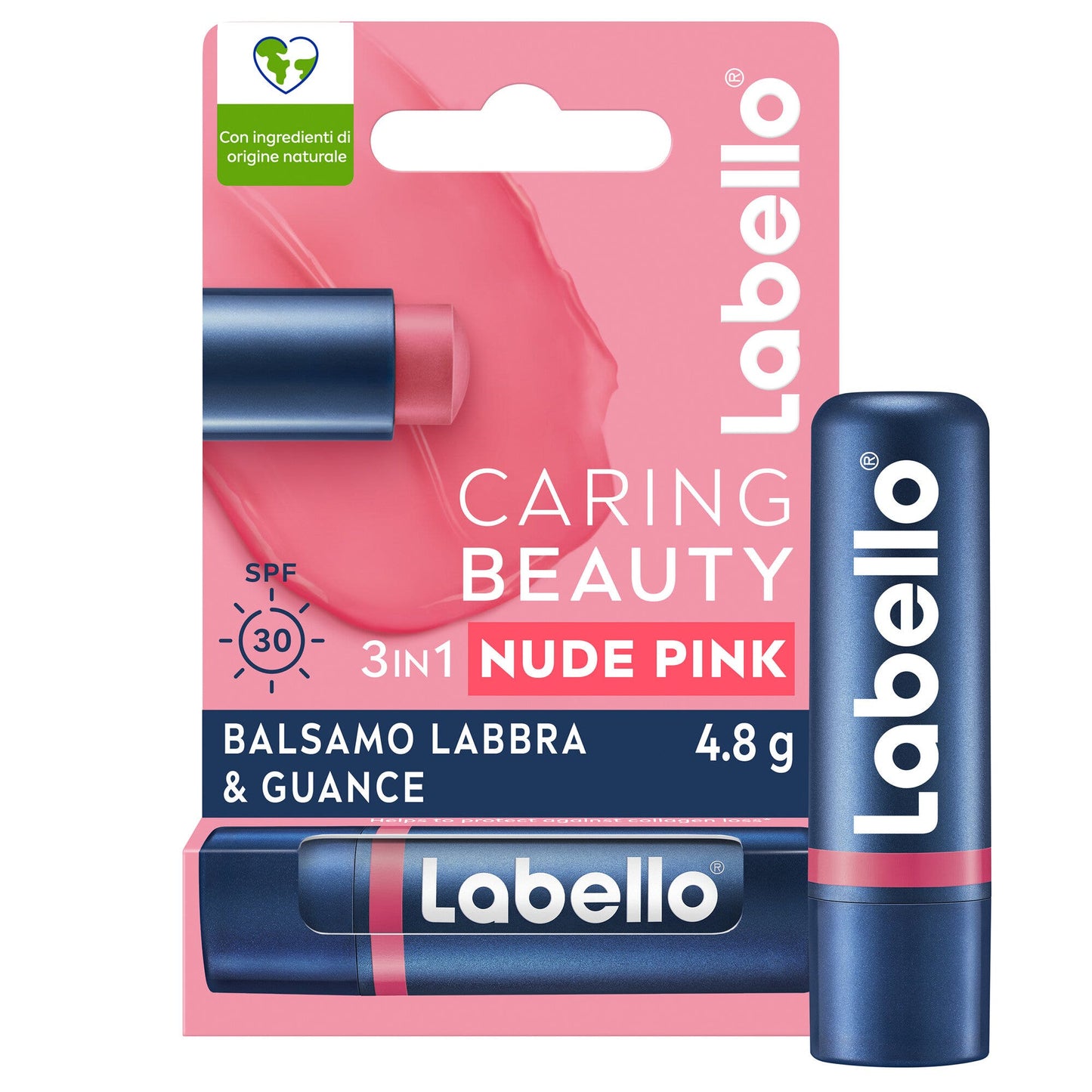Labello Caring Beauty Lip & Cheek Nude Pink Spf30 Burrocacao Labbra E Guance Colorato Rosa 4,8g