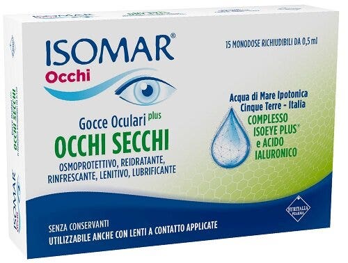 Isomar Occhi Secchi Plus Gocce Oculari Acido Ialuronico 0,20% 15 Flaconcini