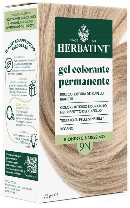 Herbatint Tinta Capelli Gel Permanente 9n Biondo Chiarissimo 170 ml
