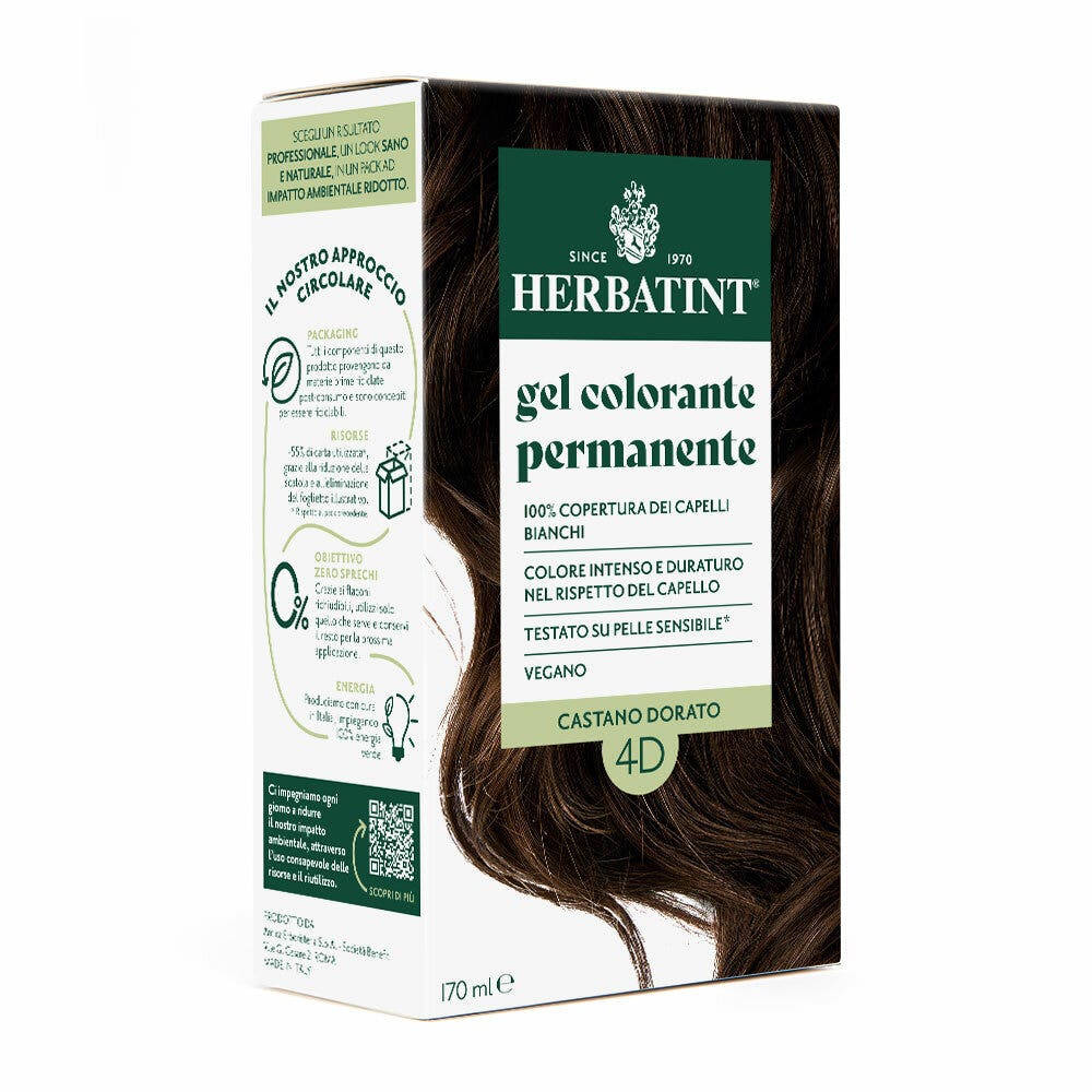 Herbatint Tintura Per Capelli Gel Permanente 4D Castano Dorato 170ml