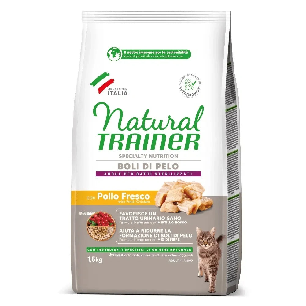 Natural Trainer Specialty Nutrition Boli di Pelo con Pollo Fresco 1,5 kg