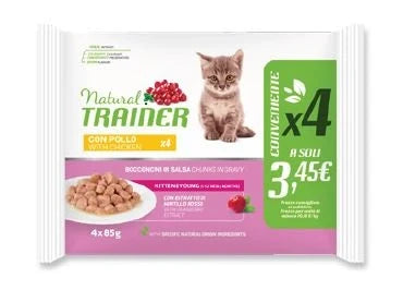 Natural Trainer Kitten & Young Pollo Umido per Gattini 85gx4