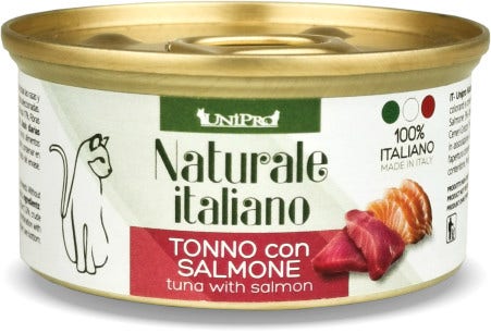 Unipro Naturale Italiano Cibo Umido Tonno Con Salmone Per Gatti Adulti Scatoletta 85g
