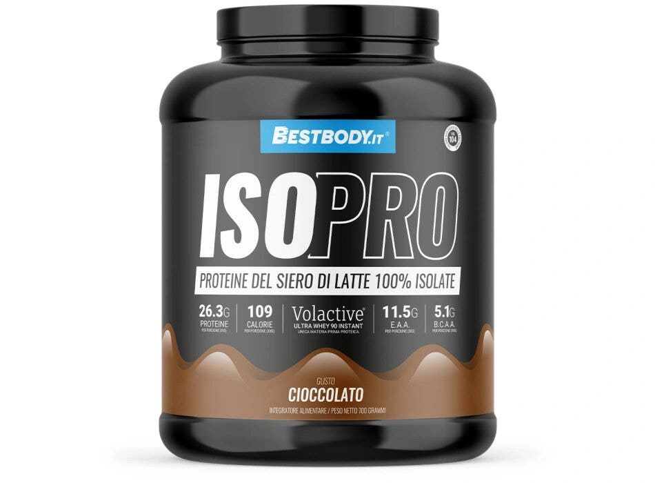 Bestbody IsoPro Volactive Proteine del Latte 100% Isolate Gusto Cioccolato 700g