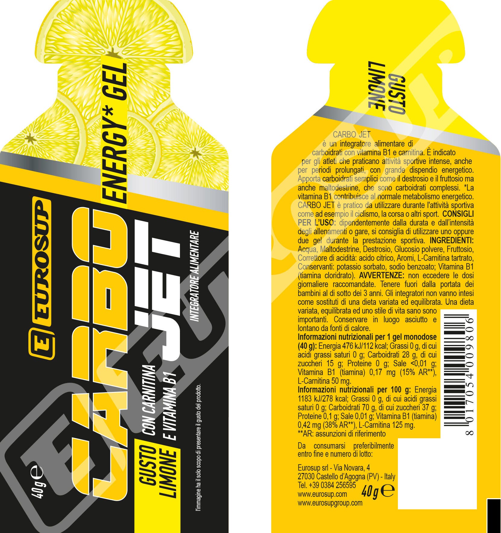 Eurosup Carbo Jet Energy Gel Gusto Limone 40g