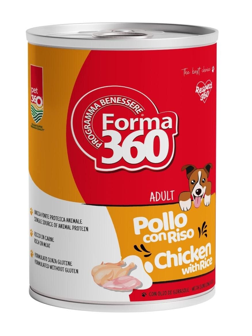 Pet360 Forma360 Cibo Umido Pollo E Riso Per Cani Adulti 400g