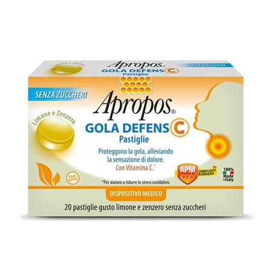 APROPOS GOLA DEFENS C LIMONE E ZENZERO 20 PASTIGLIE - DISPOSITIVO MEDICO CE