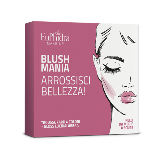 EUPHIDRA BLUSH MANIA ARROSSISCI BELLEZZA! - TROUSSE FARD 4 COLORI + GLOSS LUCIDALBBRA
