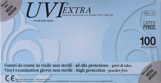 GUANTO VINILE UVI EXTRA POWDER FREE 100 PEZZI TAGLIA M