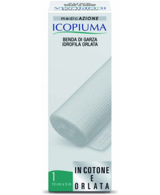 ICOPIUMA BENDA DI GARZA IDROFILA ORLATA 10CM X 5 METRI - DISPOSITIVO MEDICO CE