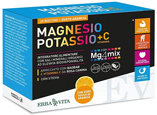 MAGNESIO E POTASSIO + VITAMINA C 20 BUSTINE GUSTO ARANCIA