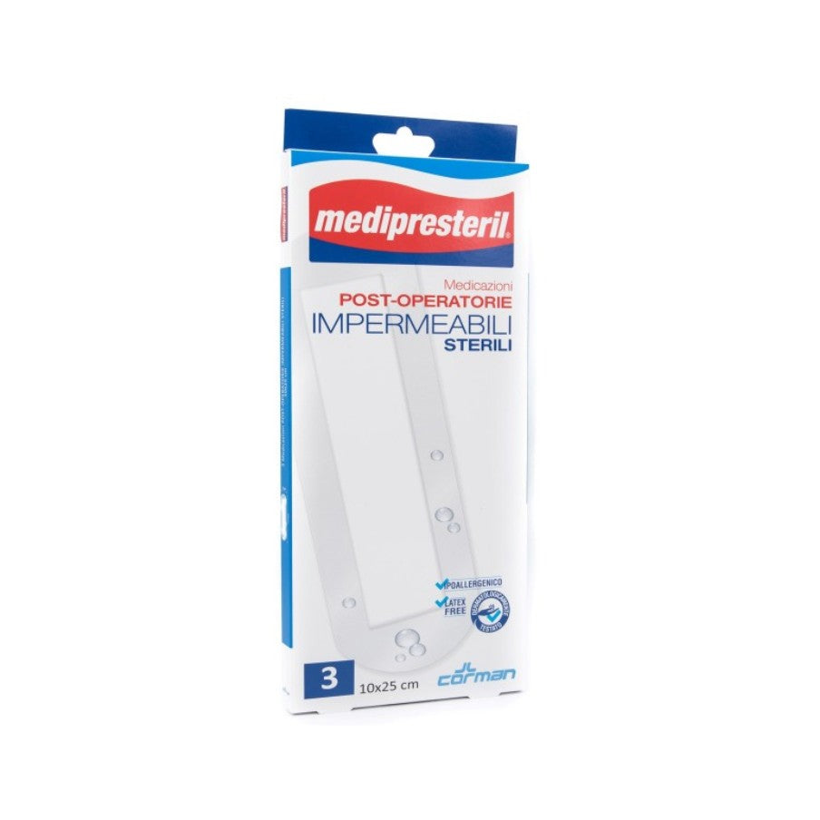 MEDIPRESTERIL MEDICAZIONI POST-OPERATORIE IMPERMEABILI 10X25CM 3 PEZZI - DISPOSITIVO MEDICO CE