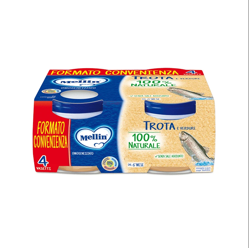 MELLIN OMOGENEIZZATO TROTA E VERDURE 4X80 GRAMMI