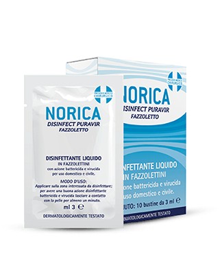 NORICA DISINFECT PURAVIR FAZZOLETTO 10 BUSTINE 3ML
