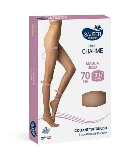 SAUBER CHARME COLLANTE TUTTONUDO 70 DEN MAGLIA LISCIA TAGLIA 3