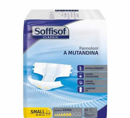 SOFFISOF PANNOLONI MUTANDINA TAGLIA S 15 PEZZI
