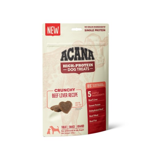Acana Cane High Protein Dog Treats Crunchy Ricetta Fegato di Manzo Busta 100g