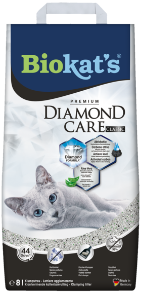 gimborn italia srl div. veter. biokat's diamond care classic lettiera con carbone attivo naturale per gatti 8l